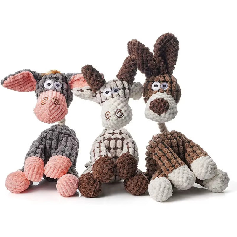 Durable Plush Donkey Dog Toy With Squeaker